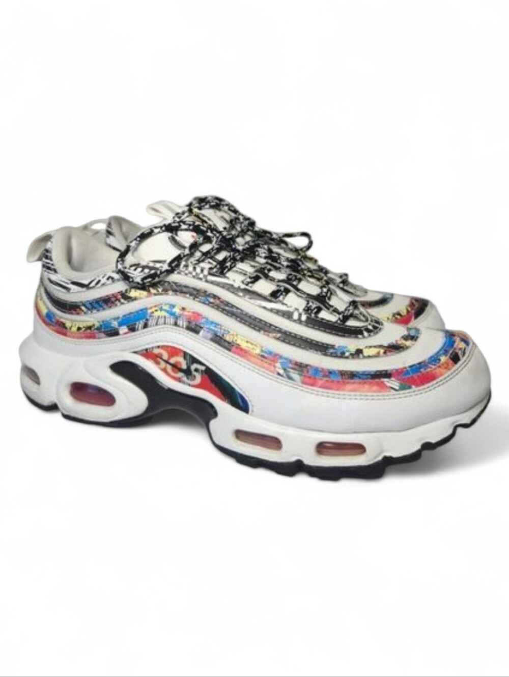 Nike Air Max Plus 97 Hybrid Men's White Multi 10.5 Athletic Sneaker Streetwear